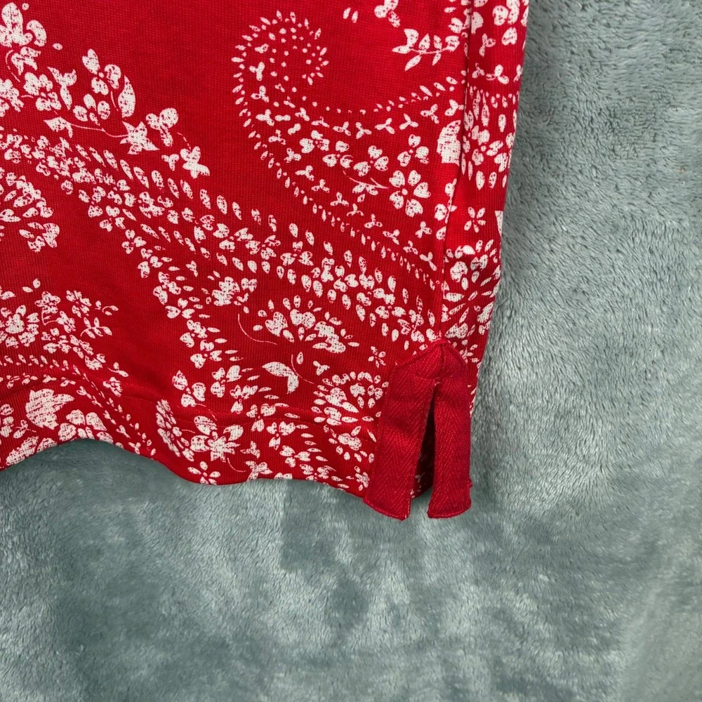 NWT Chaps Dress Bandana Print Red L Tie Front Short Sleeve Casual Fourth of July - Picture 6 of 9